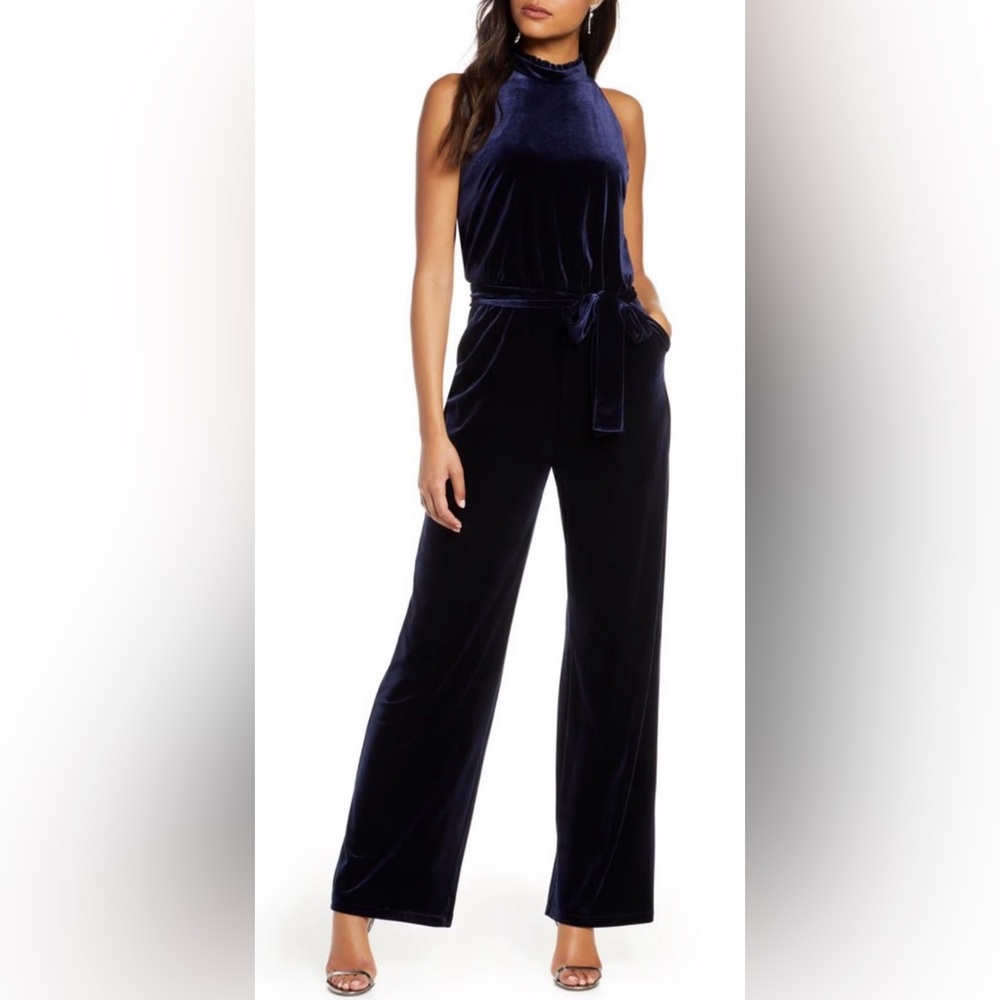 Vince Camuto Midnight Blue Velvet Jumpsuit